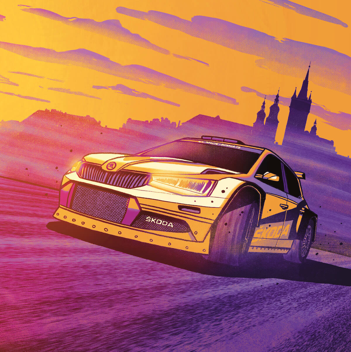 skoda auto rs rallye sumava ilustrace kresba | Michael Petrus